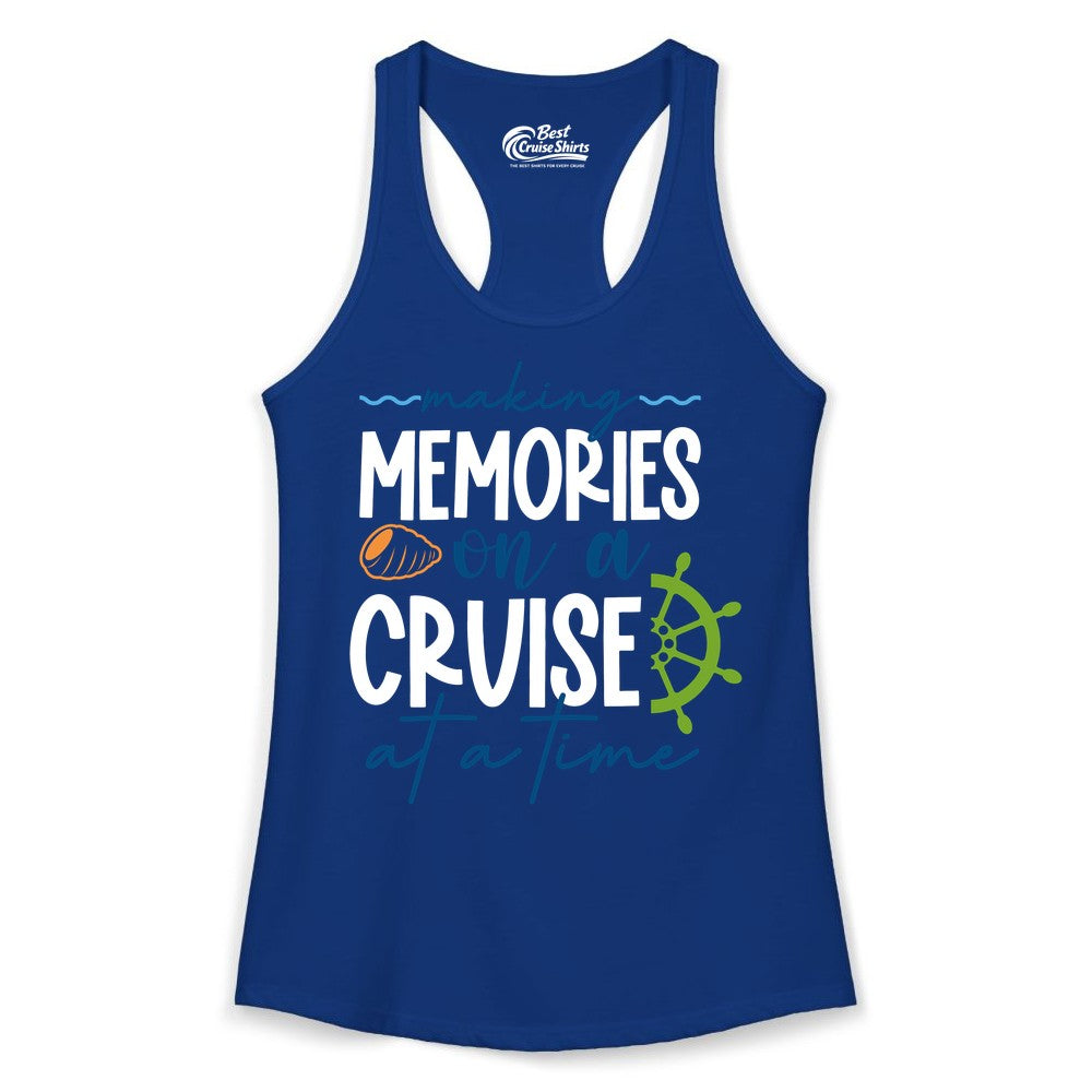 Making Memories Cruise Shirt - Nautical Cruise Vacation Apparel (Ladies Tank) in Solid Royal - Making Memories on a Cruise Nautical Family Vacation Shirt
