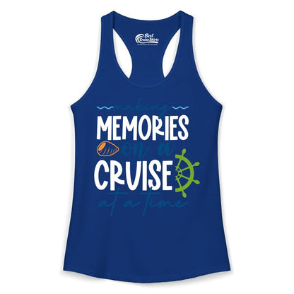 Making Memories Cruise Shirt - Nautical Cruise Vacation Apparel (Ladies Tank) in Solid Royal - Making Memories on a Cruise Nautical Family Vacation Shirt