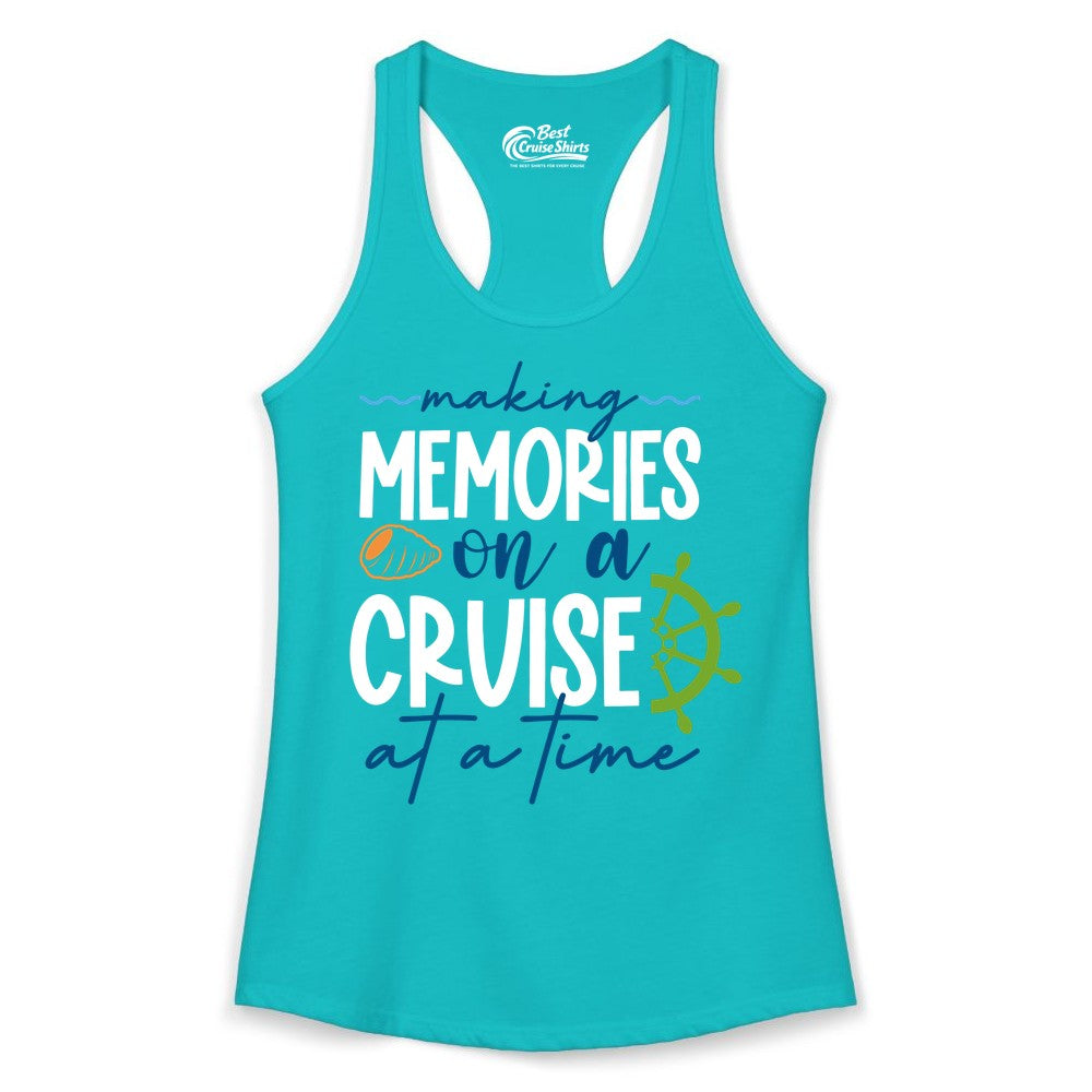 Making Memories Cruise Shirt - Nautical Cruise Vacation Apparel (Ladies Tank) in Tahiti Blue - Making Memories on a Cruise Nautical Family Vacation Shirt