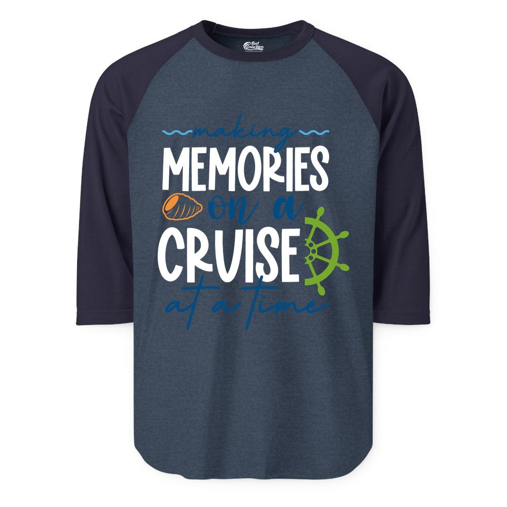 Making Memories Cruise Shirt - Nautical Cruise Vacation Apparel (Raglan) in Heather DenimNavy - Making Memories on a Cruise Nautical Family Vacation Shirt