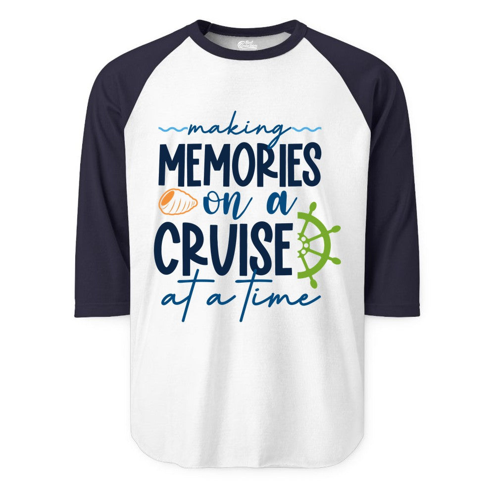 Making Memories Cruise Shirt - Nautical Cruise Vacation Apparel (Raglan) in WhiteNavy - Making Memories on a Cruise Nautical Family Vacation Shirt
