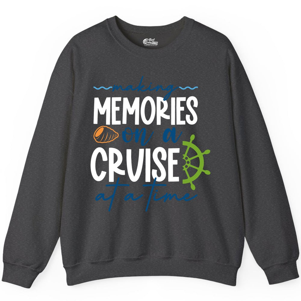 Making Memories Cruise Shirt - Nautical Cruise Vacation Apparel (Sweatshirt) in Dark Heather - Making Memories on a Cruise Nautical Family Vacation Shirt