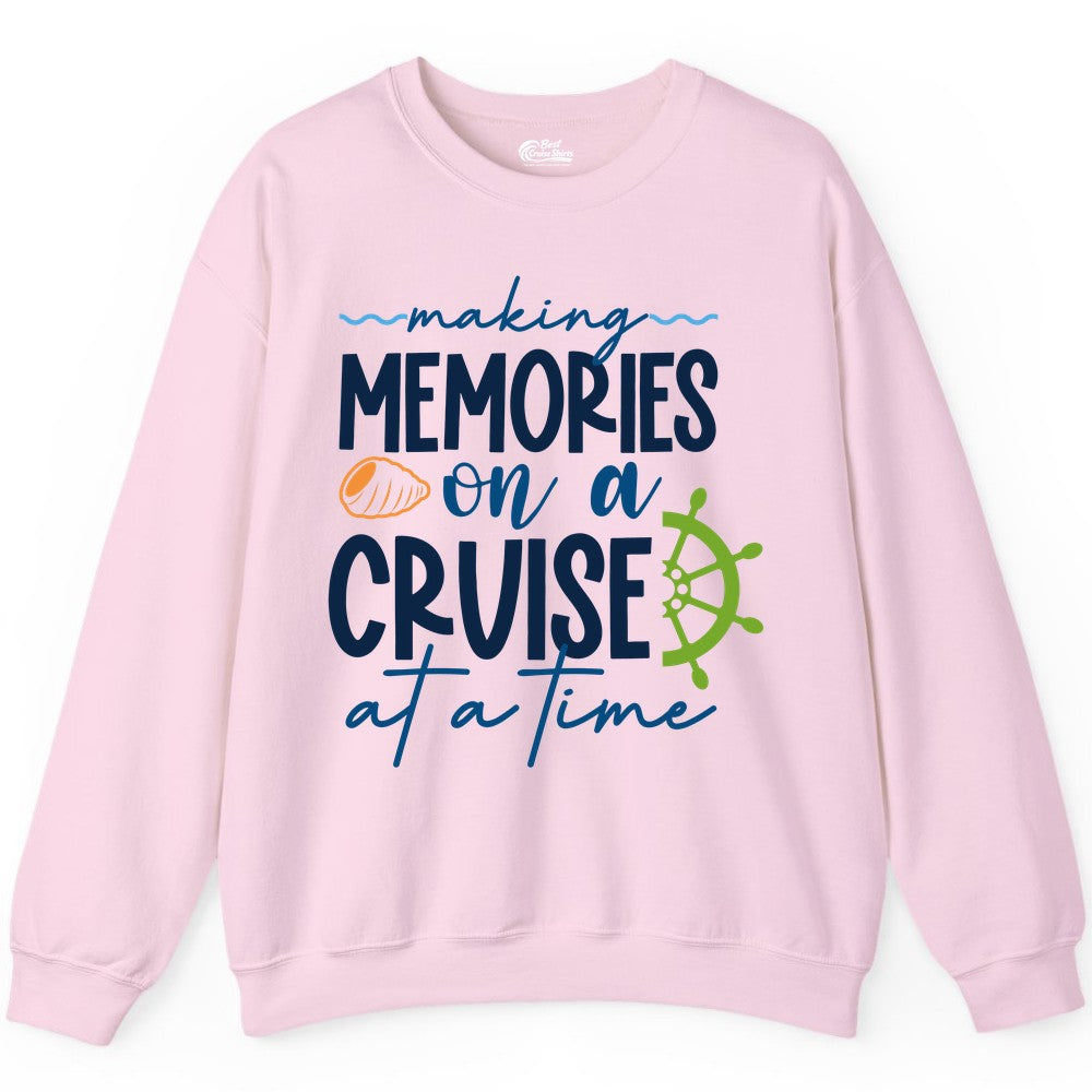 Making Memories Cruise Shirt - Nautical Cruise Vacation Apparel (Sweatshirt) in Light Pink - Making Memories on a Cruise Nautical Family Vacation Shirt