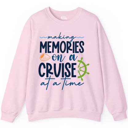 Making Memories Cruise Shirt - Nautical Cruise Vacation Apparel (Sweatshirt) in Light Pink - Making Memories on a Cruise Nautical Family Vacation Shirt