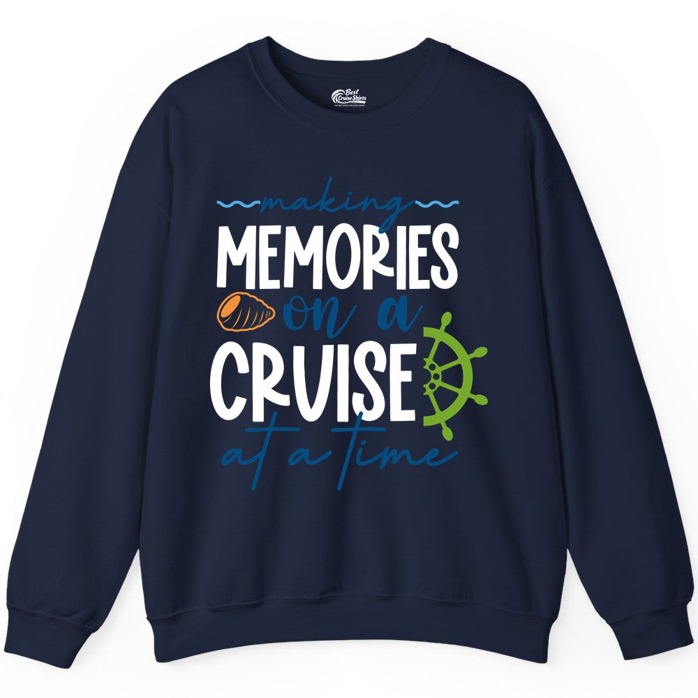 Making Memories Cruise Shirt - Nautical Cruise Vacation Apparel (Sweatshirt) in Navy - Making Memories on a Cruise Nautical Family Vacation Shirt