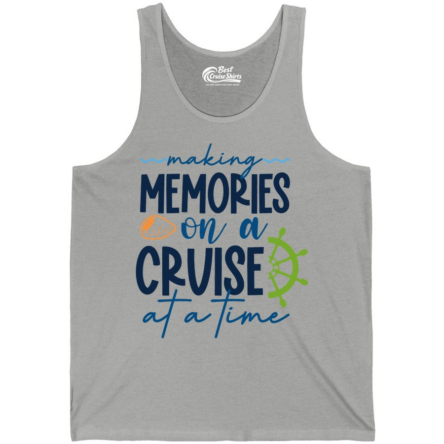 Making Memories Cruise Shirt - Nautical Cruise Vacation Apparel (Tank Top) in Athletic Heather - Making Memories on a Cruise Nautical Family Vacation Shirt