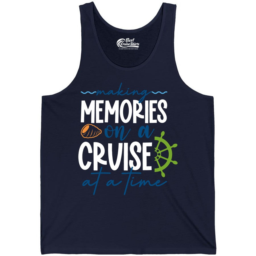 Making Memories Cruise Shirt - Nautical Cruise Vacation Apparel (Tank Top) in Navy - Making Memories on a Cruise Nautical Family Vacation Shirt