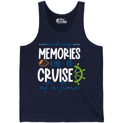 Making Memories Cruise Shirt - Nautical Cruise Vacation Apparel (Tank Top) in Navy - Making Memories on a Cruise Nautical Family Vacation Shirt