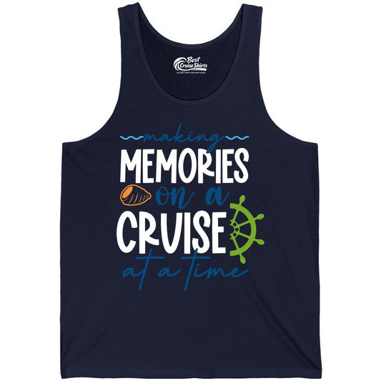 Making Memories Cruise Shirt - Nautical Cruise Vacation Apparel (Tank Top) in Navy - Making Memories on a Cruise Nautical Family Vacation Shirt