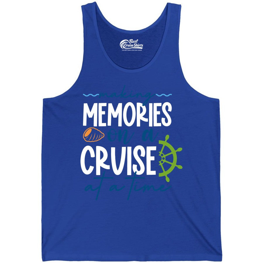 Making Memories Cruise Shirt - Nautical Cruise Vacation Apparel (Tank Top) in True Royal - Making Memories on a Cruise Nautical Family Vacation Shirt