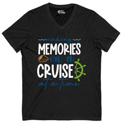 Making Memories Cruise Shirt - Nautical Cruise Vacation Apparel (V-Neck) in Black - Making Memories on a Cruise Nautical Family Vacation Shirt