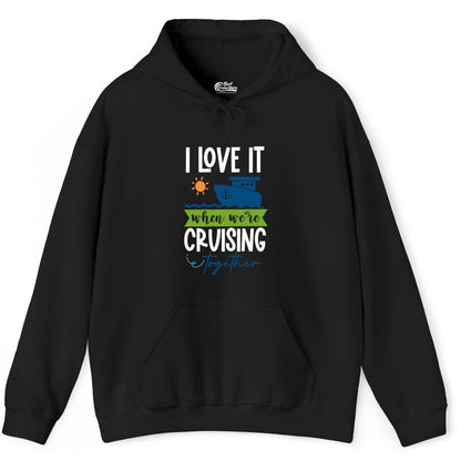 Cruising Together Shirt - Fun Couples Cruise Vacation Apparel Ideas (Hoodie) in Black - Cruising Together Shirt - Fun Couples Cruise Sun and Ship Matching Tee