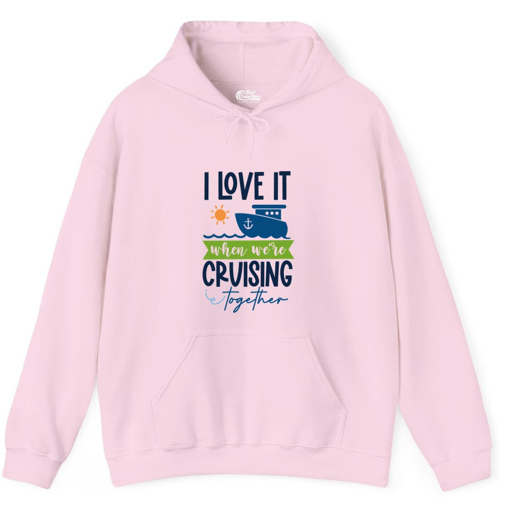 Cruising Together Shirt - Fun Couples Cruise Vacation Apparel Ideas (Hoodie) in Light Pink - Cruising Together Shirt - Fun Couples Cruise Sun and Ship Matching Tee
