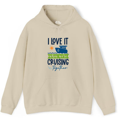 Cruising Together Shirt - Fun Couples Cruise Vacation Apparel Ideas (Hoodie) in Sand - Cruising Together Shirt - Fun Couples Cruise Sun and Ship Matching Tee