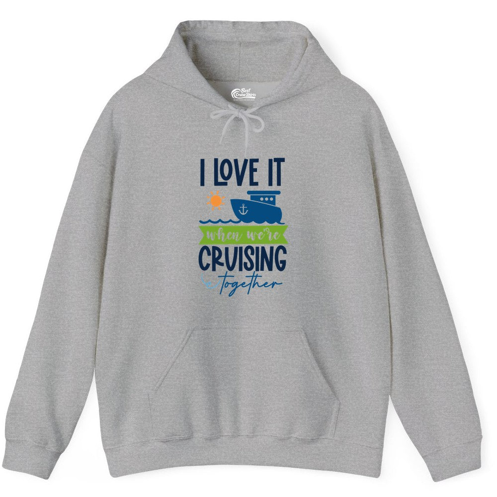 Cruising Together Shirt - Fun Couples Cruise Vacation Apparel Ideas (Hoodie) in Sport Grey - Cruising Together Shirt - Fun Couples Cruise Sun and Ship Matching Tee