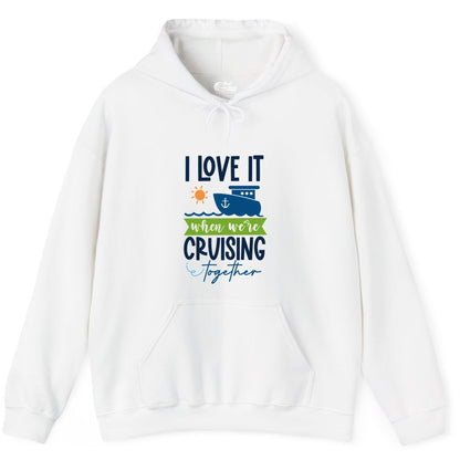 Cruising Together Shirt - Fun Couples Cruise Vacation Apparel Ideas (Hoodie) in White - Cruising Together Shirt - Fun Couples Cruise Sun and Ship Matching Tee