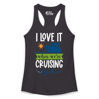 Cruising Together Shirt - Fun Couples Cruise Vacation Apparel Ideas (Ladies Tank) in Black - Cruising Together Shirt - Fun Couples Cruise Sun and Ship Matching Tee
