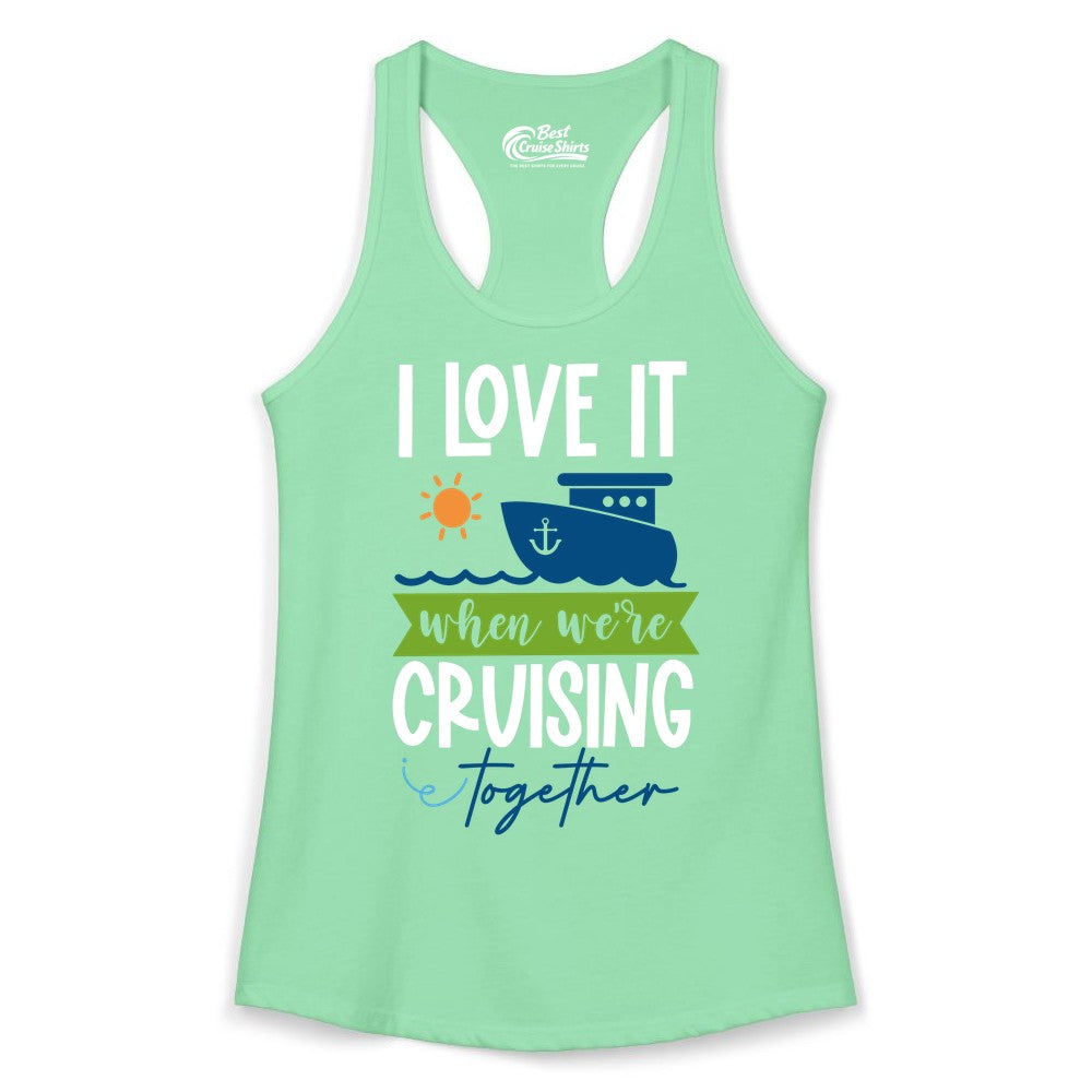 Cruising Together Shirt - Fun Couples Cruise Vacation Apparel Ideas (Ladies Tank) in Solid Mint - Cruising Together Shirt - Fun Couples Cruise Sun and Ship Matching Tee