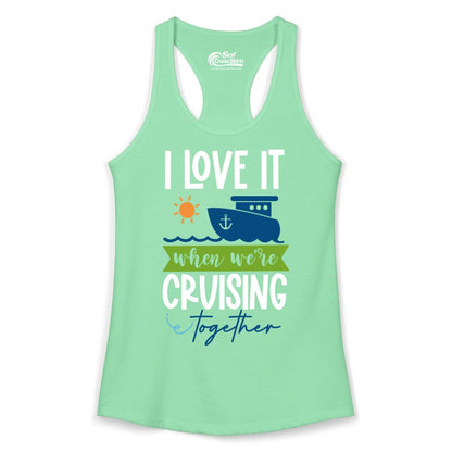 Cruising Together Shirt - Fun Couples Cruise Vacation Apparel Ideas (Ladies Tank) in Solid Mint - Cruising Together Shirt - Fun Couples Cruise Sun and Ship Matching Tee