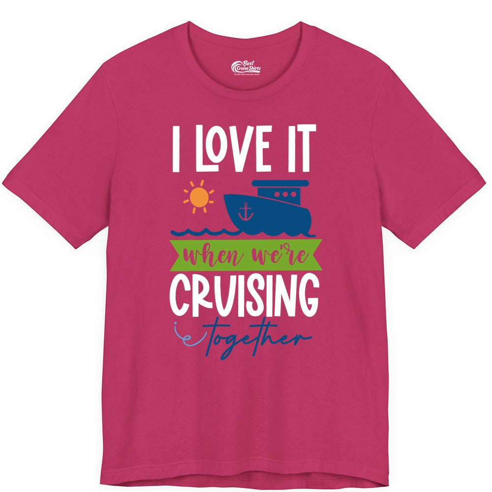 Cruising Together Shirt - Fun Couples Cruise Vacation Apparel Ideas (Premium Tee) in Berry - Cruising Together Shirt - Fun Couples Cruise Sun and Ship Matching Tee
