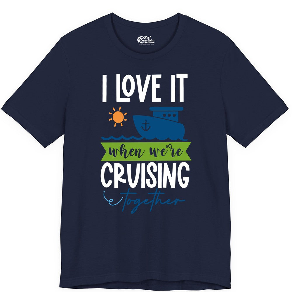 Cruising Together Shirt - Fun Couples Cruise Vacation Apparel Ideas (Premium Tee) in Navy - Cruising Together Shirt - Fun Couples Cruise Sun and Ship Matching Tee