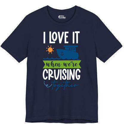 Cruising Together Shirt - Fun Couples Cruise Vacation Apparel Ideas (Premium Tee) in Navy - Cruising Together Shirt - Fun Couples Cruise Sun and Ship Matching Tee