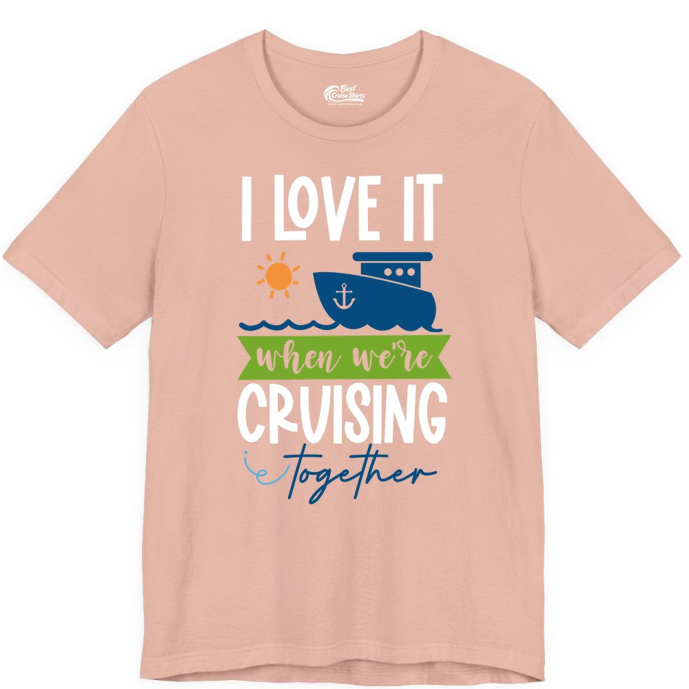 Cruising Together Shirt - Fun Couples Cruise Vacation Apparel Ideas (Premium Tee) in Peach - Cruising Together Shirt - Fun Couples Cruise Sun and Ship Matching Tee