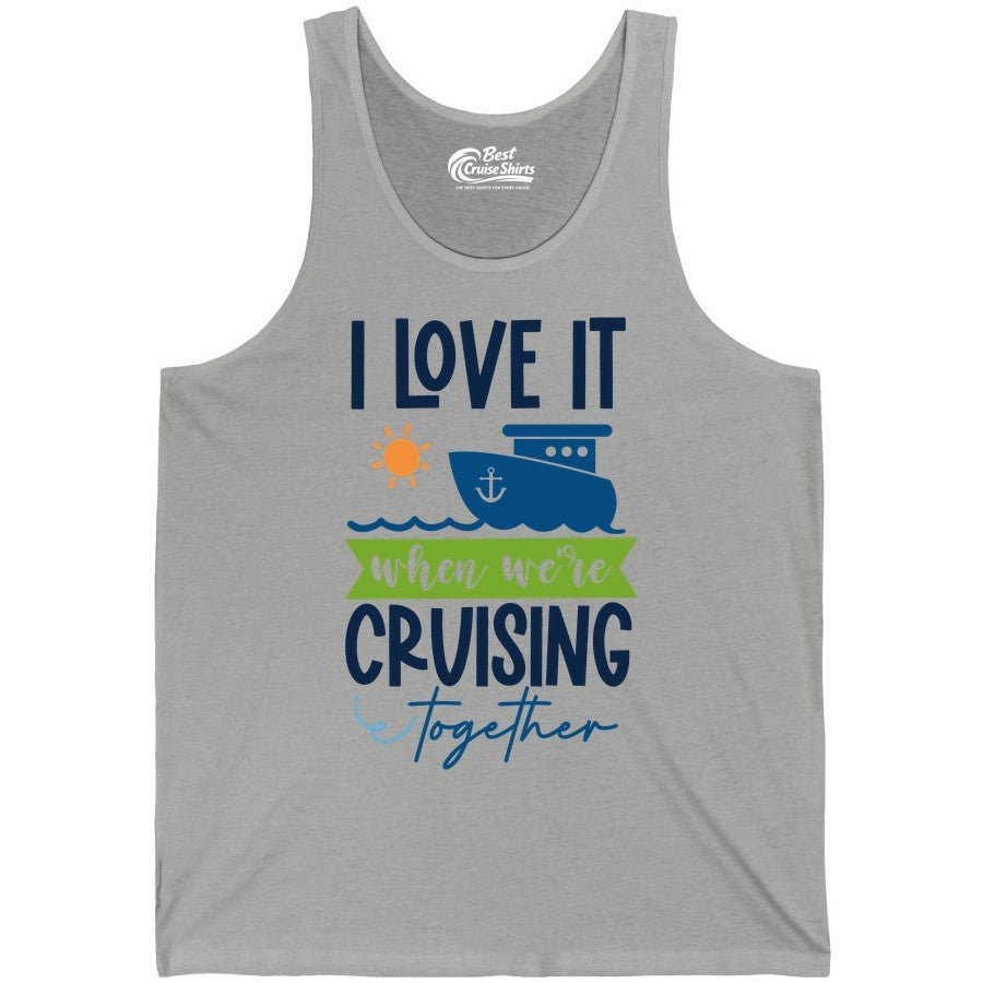 Cruising Together Shirt - Fun Couples Cruise Vacation Apparel Ideas (Tank Top) in Athletic Heather - Cruising Together Shirt - Fun Couples Cruise Sun and Ship Matching Tee