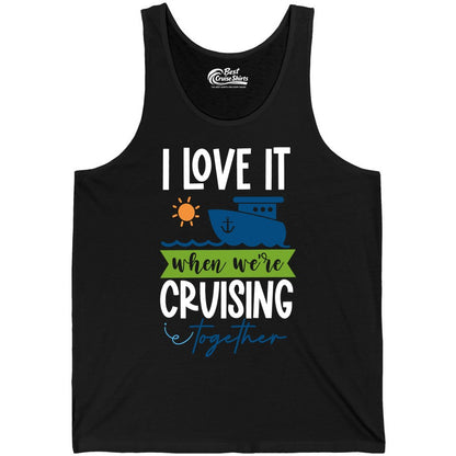 Cruising Together Shirt - Fun Couples Cruise Vacation Apparel Ideas (Tank Top) in Black - Cruising Together Shirt - Fun Couples Cruise Sun and Ship Matching Tee