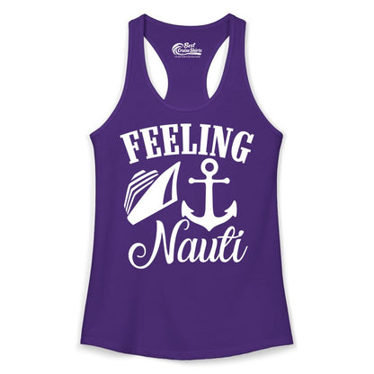 Feeling Nauti Shirt - Funny Cruise Ship Shirt for Vacationers (Ladies Tank) in Solid Purple Rush - Feeling Nauti Shirt - Funny Cruise Ship Anchor Nautical Tee Design