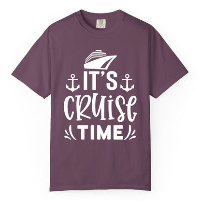 Its Cruise Time Shirt - Cruise Apparel Nautical Shirt Gift (Comfort Color) in Berry - It’s Cruise Time Nautical Shirt With Anchors and Cruise Ship Graphic