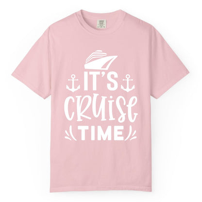 Its Cruise Time Shirt - Cruise Apparel Nautical Shirt Gift (Comfort Color) in Blossom - It’s Cruise Time Nautical Shirt With Anchors and Cruise Ship Graphic
