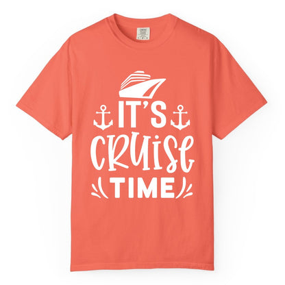 Its Cruise Time Shirt - Cruise Apparel Nautical Shirt Gift (Comfort Color) in Bright Salmon - It’s Cruise Time Nautical Shirt With Anchors and Cruise Ship Graphic