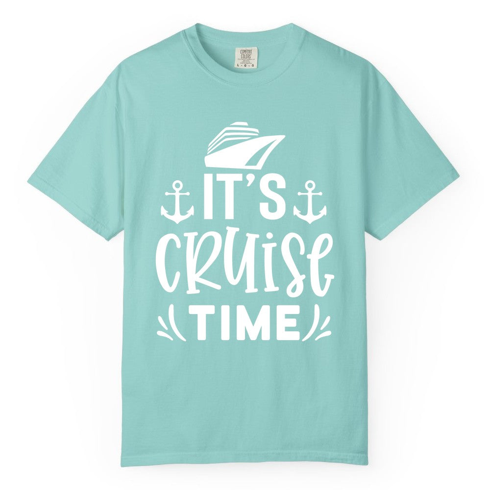 Its Cruise Time Shirt - Cruise Apparel Nautical Shirt Gift (Comfort Color) in Chalky Mint - It’s Cruise Time Nautical Shirt With Anchors and Cruise Ship Graphic