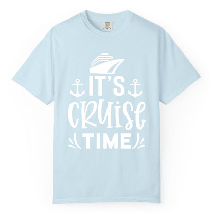 Its Cruise Time Shirt - Cruise Apparel Nautical Shirt Gift (Comfort Color) in Chambray - It’s Cruise Time Nautical Shirt With Anchors and Cruise Ship Graphic