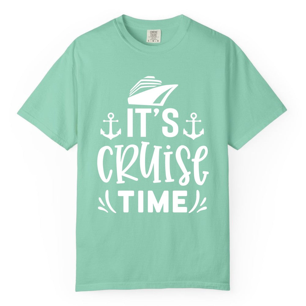 Its Cruise Time Shirt - Cruise Apparel Nautical Shirt Gift (Comfort Color) in Island Reef - It’s Cruise Time Nautical Shirt With Anchors and Cruise Ship Graphic