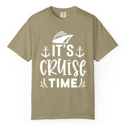 Its Cruise Time Shirt - Cruise Apparel Nautical Shirt Gift (Comfort Color) in Khaki - It’s Cruise Time Nautical Shirt With Anchors and Cruise Ship Graphic