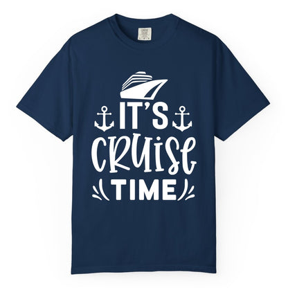 Its Cruise Time Shirt - Cruise Apparel Nautical Shirt Gift (Comfort Color) in Navy - It’s Cruise Time Nautical Shirt With Anchors and Cruise Ship Graphic