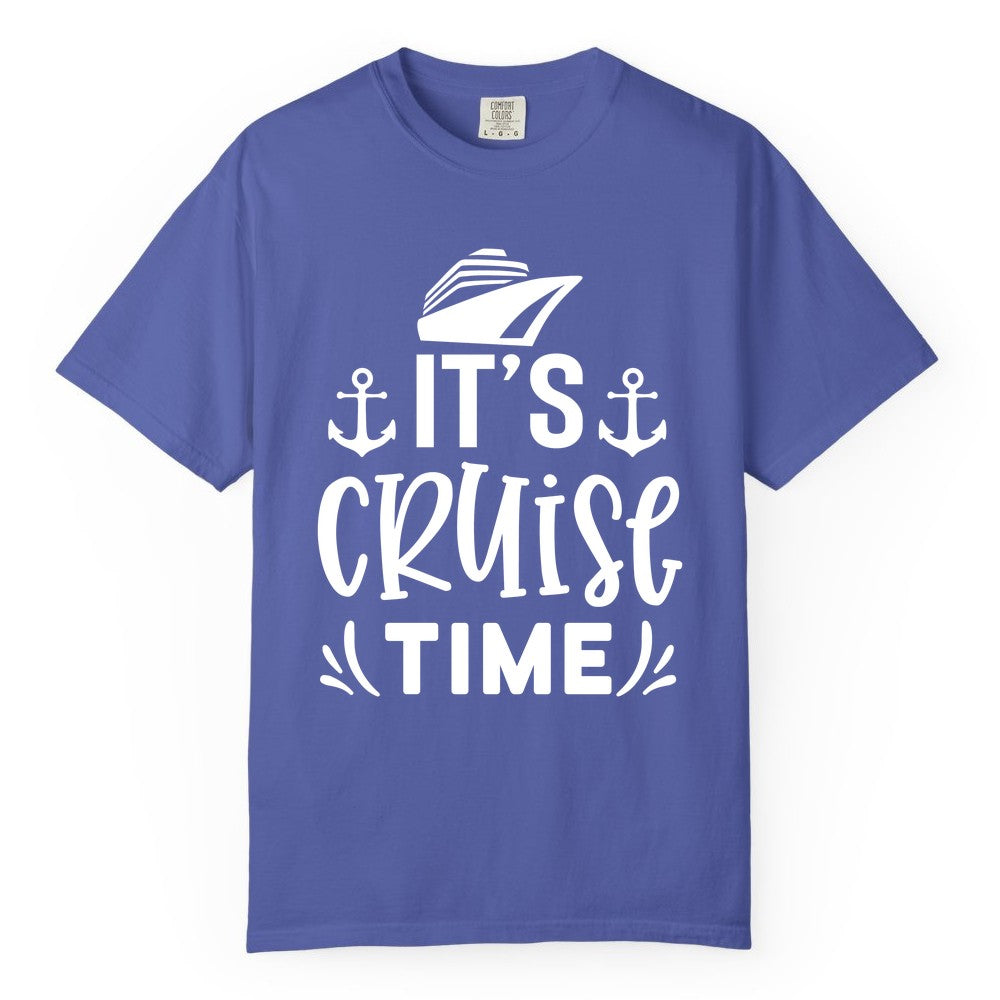 Its Cruise Time Shirt - Cruise Apparel Nautical Shirt Gift (Comfort Color) in Periwinkle - It’s Cruise Time Nautical Shirt With Anchors and Cruise Ship Graphic