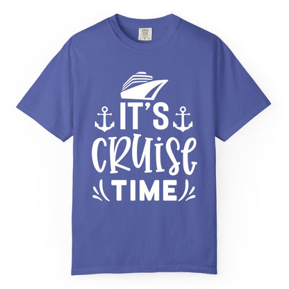 Its Cruise Time Shirt - Cruise Apparel Nautical Shirt Gift (Comfort Color) in Periwinkle - It’s Cruise Time Nautical Shirt With Anchors and Cruise Ship Graphic