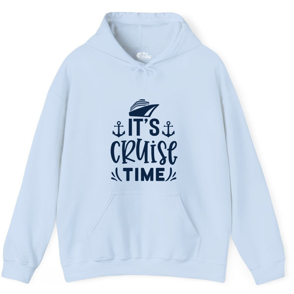Its Cruise Time Shirt - Cruise Apparel Nautical Shirt Gift (Hoodie) in Light Blue - It’s Cruise Time Nautical Shirt With Anchors and Cruise Ship Graphic