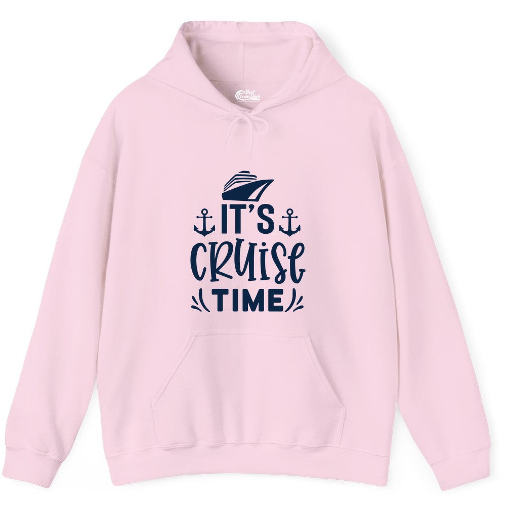 Its Cruise Time Shirt - Cruise Apparel Nautical Shirt Gift (Hoodie) in Light Pink - It’s Cruise Time Nautical Shirt With Anchors and Cruise Ship Graphic