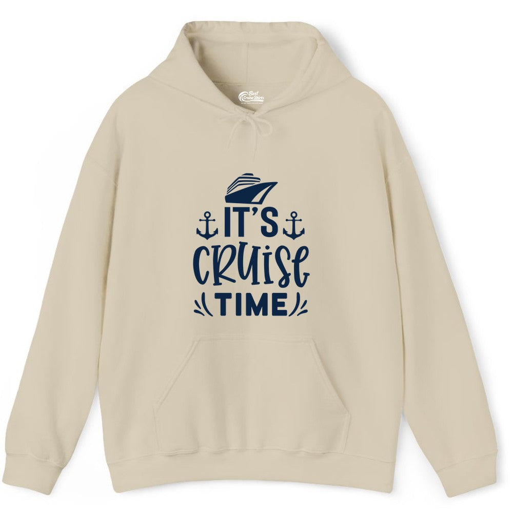Its Cruise Time Shirt - Cruise Apparel Nautical Shirt Gift (Hoodie) in Sand - It’s Cruise Time Nautical Shirt With Anchors and Cruise Ship Graphic