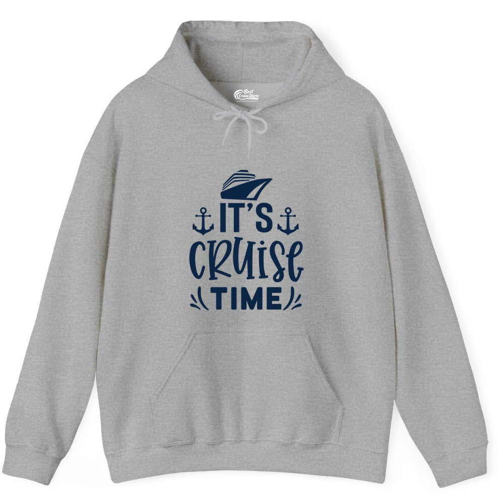 Its Cruise Time Shirt - Cruise Apparel Nautical Shirt Gift (Hoodie) in Sport Grey - It’s Cruise Time Nautical Shirt With Anchors and Cruise Ship Graphic