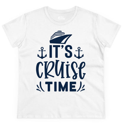 Its Cruise Time Shirt - Cruise Apparel Nautical Shirt Gift (Ladies Tee) in White - It’s Cruise Time Nautical Shirt With Anchors and Cruise Ship Graphic
