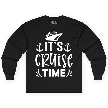 Its Cruise Time Shirt - Cruise Apparel Nautical Shirt Gift (Long Sleeve) in Black - It’s Cruise Time Nautical Shirt With Anchors and Cruise Ship Graphic