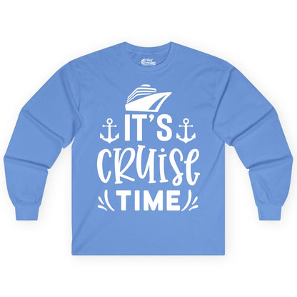 Its Cruise Time Shirt - Cruise Apparel Nautical Shirt Gift (Long Sleeve) in Carolina Blue - It’s Cruise Time Nautical Shirt With Anchors and Cruise Ship Graphic