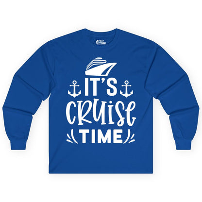 Its Cruise Time Shirt - Cruise Apparel Nautical Shirt Gift (Long Sleeve) in Royal - It’s Cruise Time Nautical Shirt With Anchors and Cruise Ship Graphic