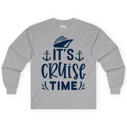 Its Cruise Time Shirt - Cruise Apparel Nautical Shirt Gift (Long Sleeve) in Sport Grey - It’s Cruise Time Nautical Shirt With Anchors and Cruise Ship Graphic