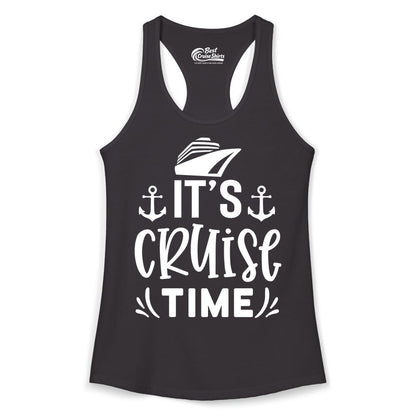 Its Cruise Time Shirt - Cruise Apparel Nautical Shirt Gift (Ladies Tank) in Black - It’s Cruise Time Nautical Shirt With Anchors and Cruise Ship Graphic